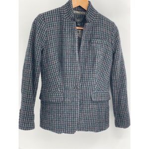 J. Crew Blazer Jacket Women 4‎ Plaid Blue Green Gray Wool